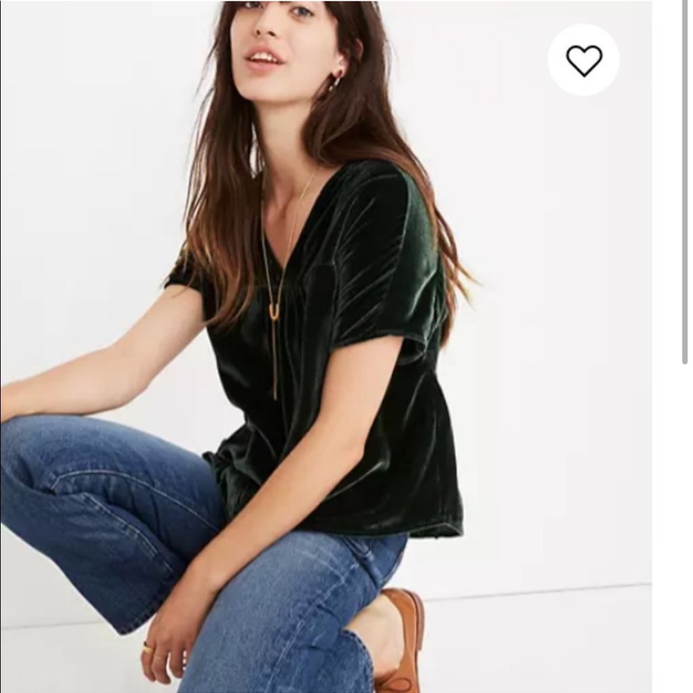 Madewell Velvet butterfly sleeve blouse